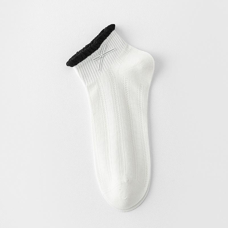 

Bow Socks, Women s Short Socks, Summer Solid Color Cotton Socks, Thin Mesh Lace, Girls Shoes and Socks 1 pair білий