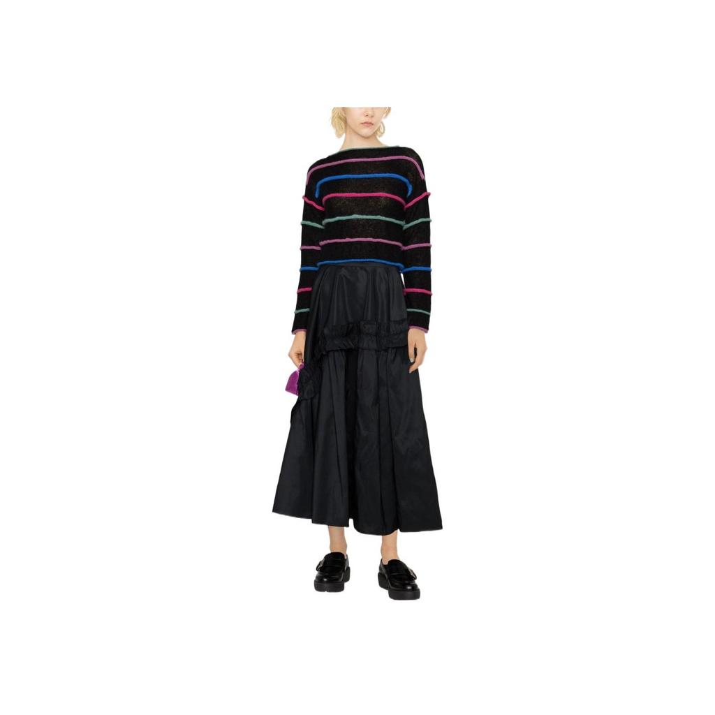 Emporio Armani Ss23 Striped Crew Neck Pullover Sweater Women sweater Black 6L2MXA-2M52Z-F061