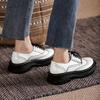 Fashion Oxfords Shoes for Women Real Cow Leather Lace Up Round Toe Black White Vintage Brogue Shoes Female 2025 Spring Platform Shoes