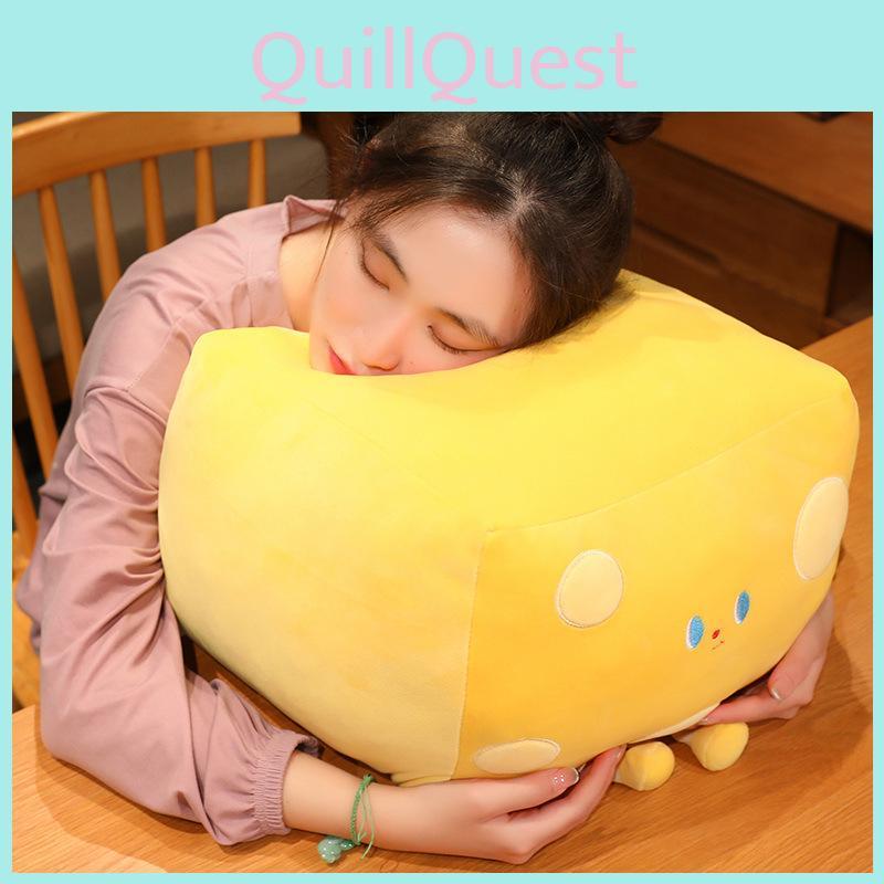 Adorable Large Square Butter Cheese Plush Pillow Soft Toy For Cozy Home Decor