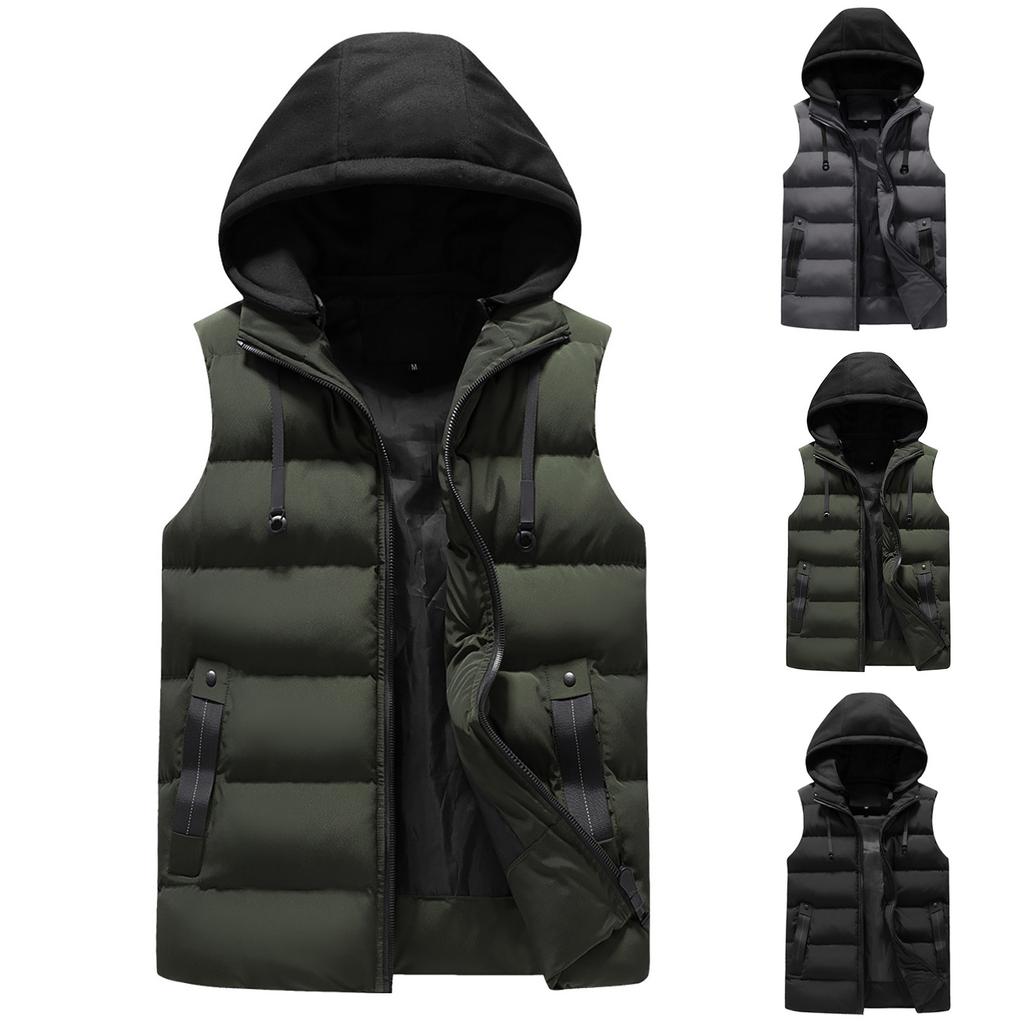 Casual Men'S Vest Men'S Loose Warm Down Cotton Vest Coat
