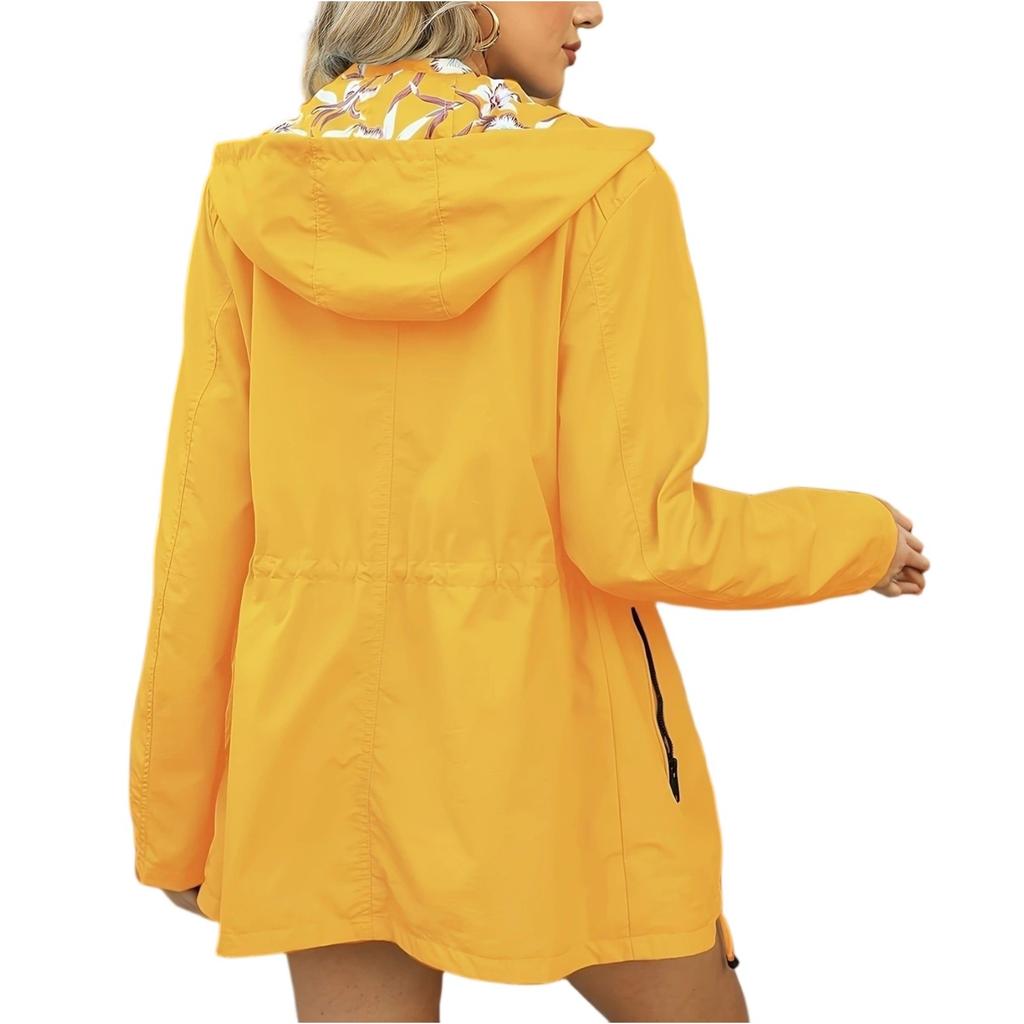 Women's Solid-color Hooded Long-sleeved Windbreaker, Mountaineering Sports Windbreaker, Jacket And Top