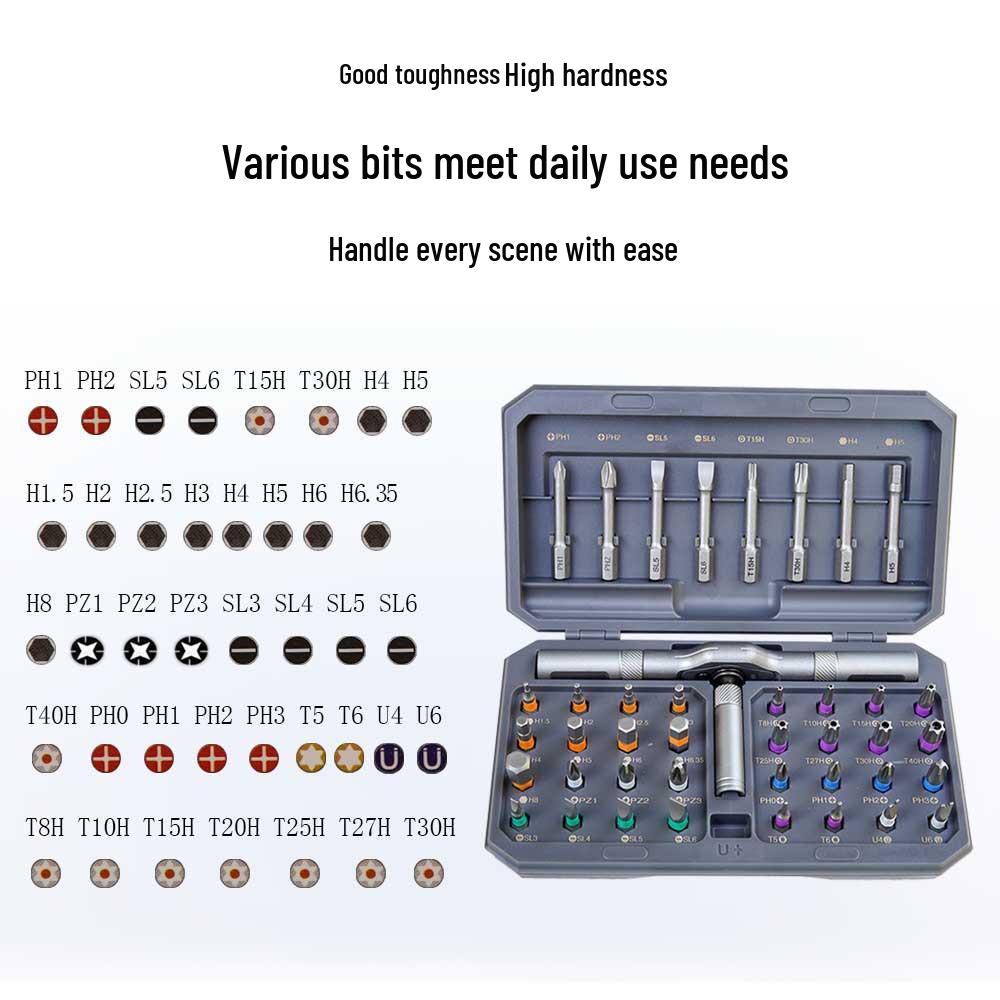 42-in-1 Multifunctional Ratchet Screwdriver Set with S2 Steel High Hardness and Magnetic Tips