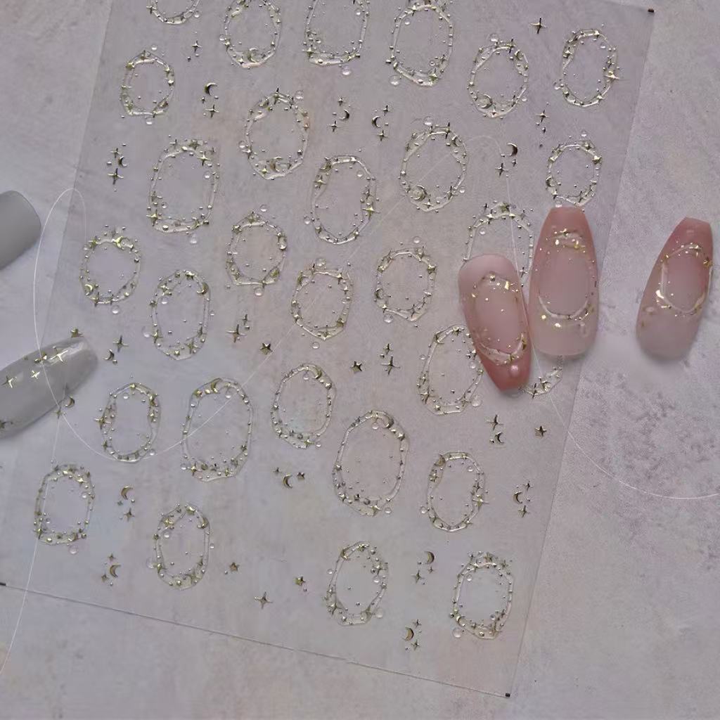 1pcs Jelly Nail Stickers Shiny French Ice Crystal Stars Love Self Adhesive Stickers For Nails DIY Valentine's Day Decorat Decals