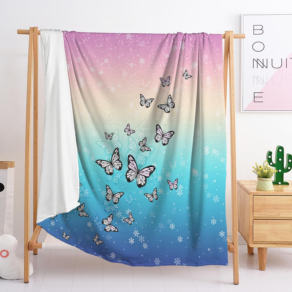 Blanket Flannel Blanket Butterfly Color Gradual Change 3D Digital Printing Blanket Blanket
