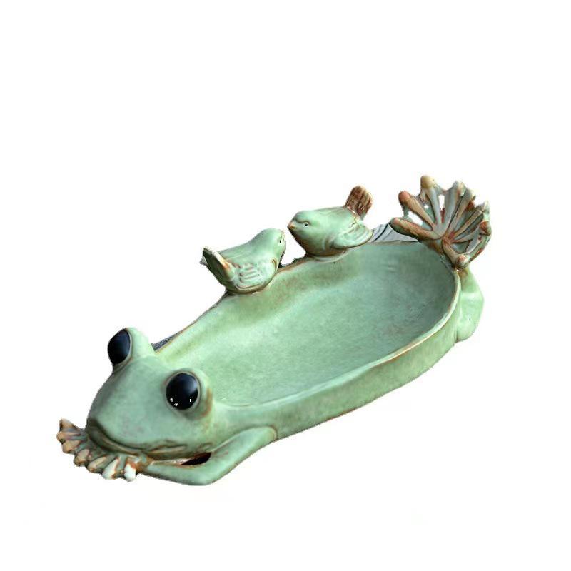 Creative Cartoon Frog and Bird Ceramic Plant Pot – Unique Gardening Decor