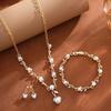 Elegant Pearl Rhinestone Flower Jewelry Set: Necklace, Earrings & Bracelet for Weddings & Banquets