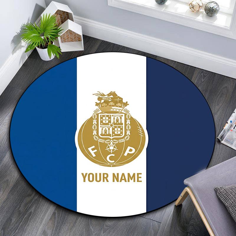 Custom Name Futebol Clube Do Porto2 Round Area Rug,Carpet Rug for Living Room Bedroom Sofa Playroom Decor,Non-slip Floor Mat