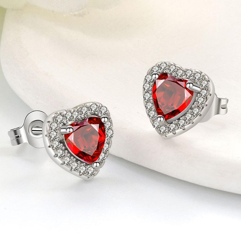 Zodiac Heart Shaped Cubic Zirconia Stud Earrings Minimalist Elegant Jewelry For Women