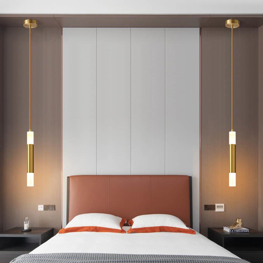NEW Acrylic Bedroom Bedside LED Pendant Lamps Black Golden Long line hanging Light Island Bar Counter Shop Kitchen Pendant Light