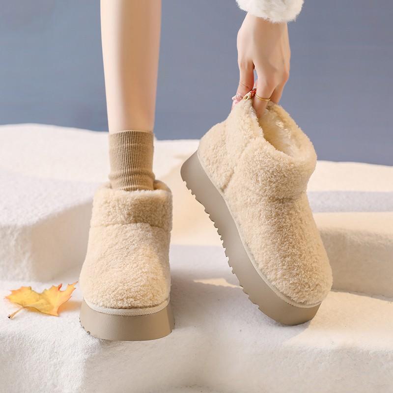 

Women s fur integrated thick bottom heightening winter lightweight padded warm snow boots non-slip wear casual sports a stirrup cotton boots 40