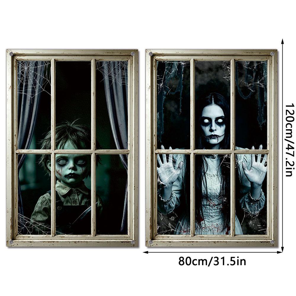 Adesivo da Parete in Tessuto di Halloween per Bambine - Confezione da 2 Adesivi per Finestra, 12080cm, Adesivo Decorativo Rimovibile per Finestra di Camera da Letto Soggiorno