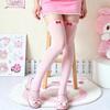Damen Pinke Over-the-Knee Strümpfe mit Schleifen - Halloween Cosplay Kostüm Zubehör