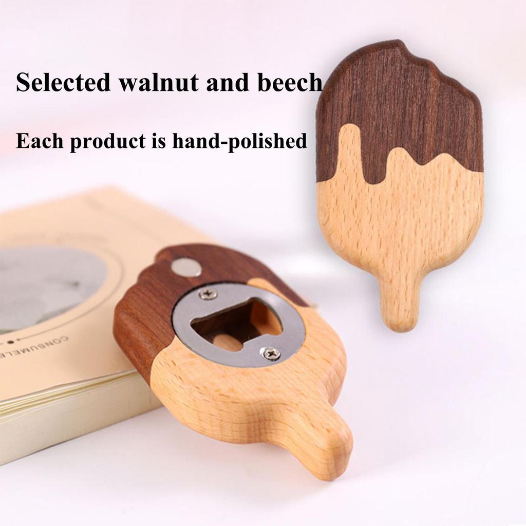 Magnetic Walnut Bottle Opener , Ice Cream Model,Suitable for Home Decoration and Bar