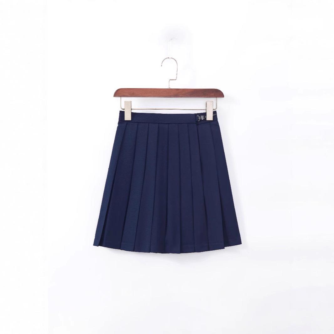 

Темно-синяя плиссированная юбка в морском стиле – Короткая, однотонная, в стиле школьной формы L