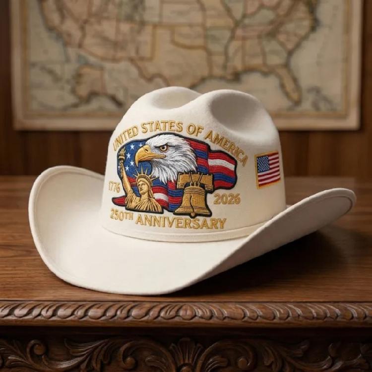 Fashionable Patriotic Embroidered Cowboy Hat Headwear Accessories For Holiday Gatherings And Outdoors adventure