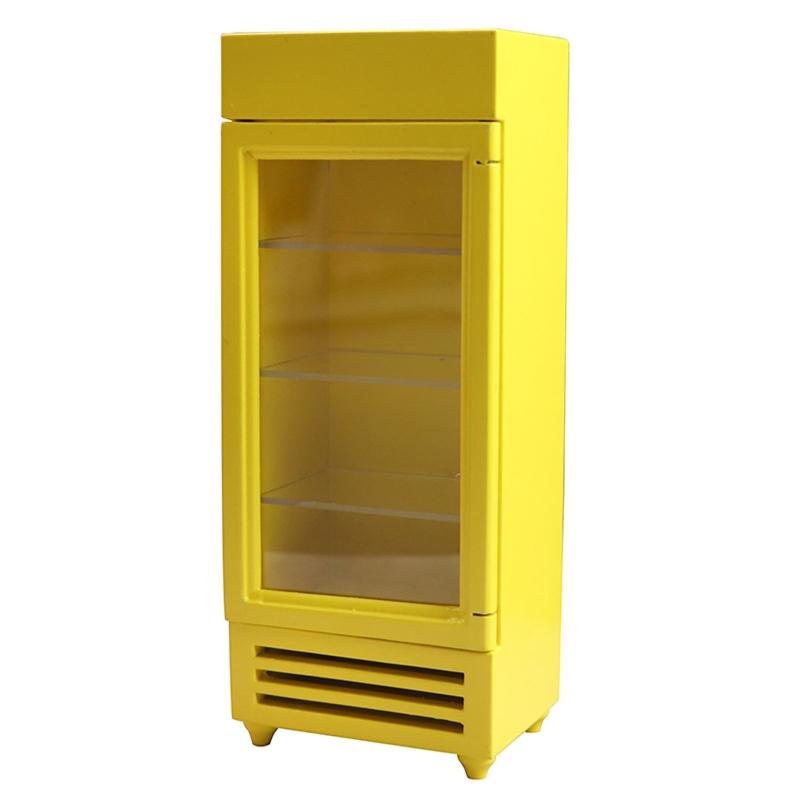 

1/12 Toy Model Refrigerator Simulation Freezer Drink Bar for Doll House Teens Toy Dolls Micro Landscape Mini Furniture жёлтый