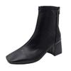 Rear zipper short boots for women thick heel middle heel Martin boots