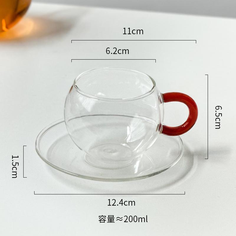 Стеклянная термостойкая кофейная чашка и блюдце, прозрачная стеклянная чашка для латте с цветком, набор для послеобеденного чая 200 мл 200ML