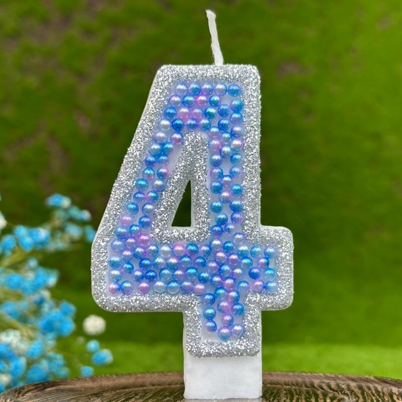 1pcs Blue Glitter Number0-9 Birthday Candles Cake Toppers Birthday Wedding Birthday Digital Cakes Dessert Decor Candle