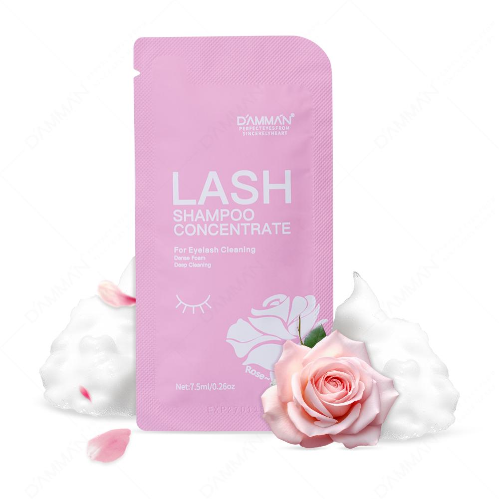 DAMMAN Lash Shampoo Concentrate 7.5ml Rose – Professional Eyelash Extension Cleaner, Gentle Deep Cleansing Lash Care