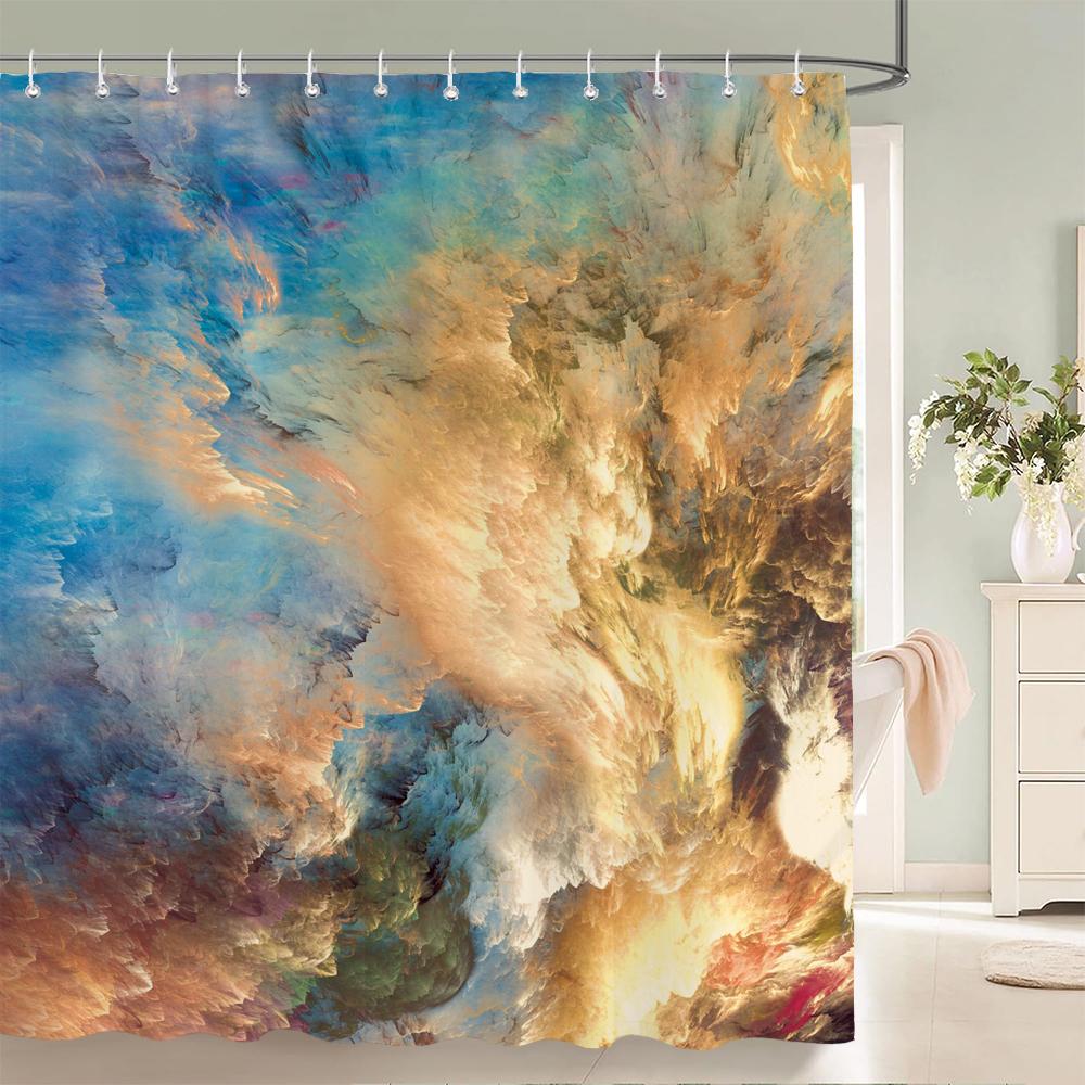 Colorful Abstract 3D Printed Bath Curtains Waterproof Polyester Fabric Washable Bathroom Bathtub Shower Curtain With Hooks