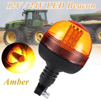 40 LED SPINNING FLASH AMBER ORANGE WARNING SIGNAL BEACON DIN POLE LIGHT LAMP TRUCK LORRY E-MARKED