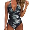 One Piece Swimsuit Women Backless Swimwear Leopard Print Swimsuit Floral Lace Up Bikini Summer 2025 Holiday Beachwear New