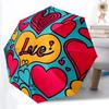 1pc Love Hearts Pattern Automatic Folding Umbrella - 8-Rib Iron Frame,  Portable Sunshade with Plastic Handle Yy250731296