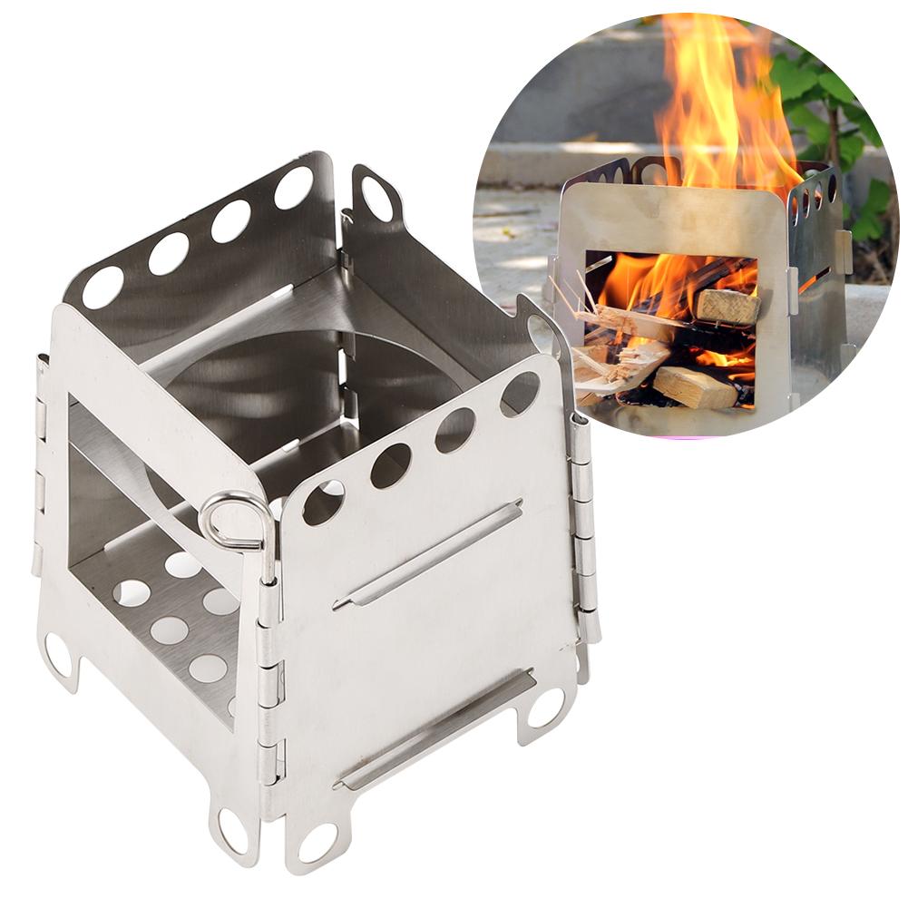 Tragbarer Edelstahl Klappkocher Holzkocher für Outdoor Picknick BBQ Camping Wandern