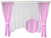 Children' Curtain and Drapes SET Pink Polka Dots Girl' Room BOHO