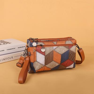 Piccola Borsa a Mano da Donna Borsa a Spalla di Grande Capacità Borsa a Tracolla Color Block Pelle Morbida Borsa per Mamma