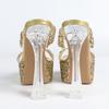 2025 Europe and America 15cm high-heeled sandals luxury crystal sequins sexy hollow cool slippers high heels LFD-3640-A2
