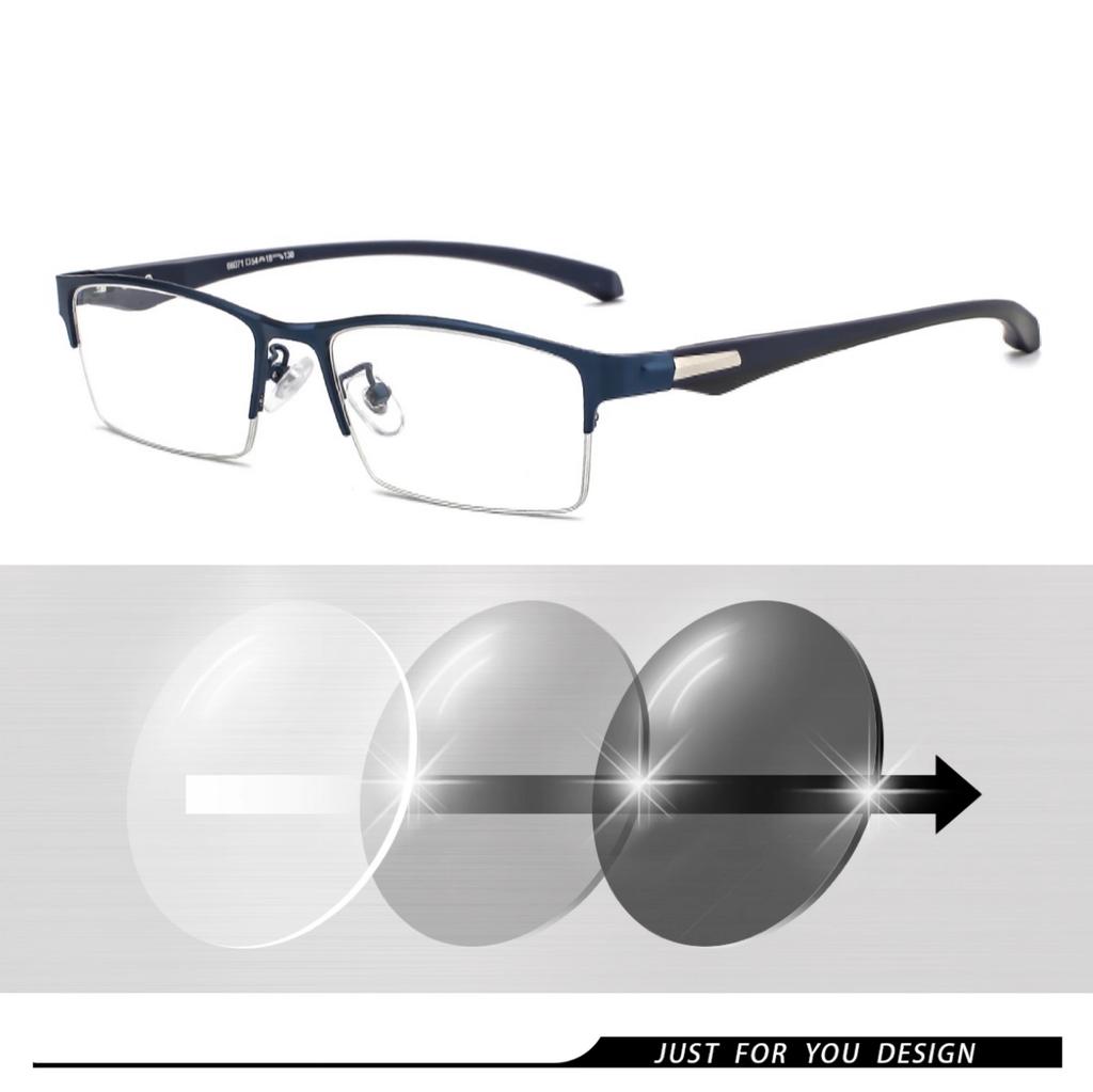 New Sun Photochromic Myopia Eyeglasses Optical Men student Finished Myopia Eyewear prescription Glasses Frame Half Rim -1.0 -4.0