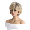 Synthetic Ombre Blonde Wig Daily Bob Wig for Women Natural Soft Straight Hair Female Wig with Bangs Cosplay Halloween