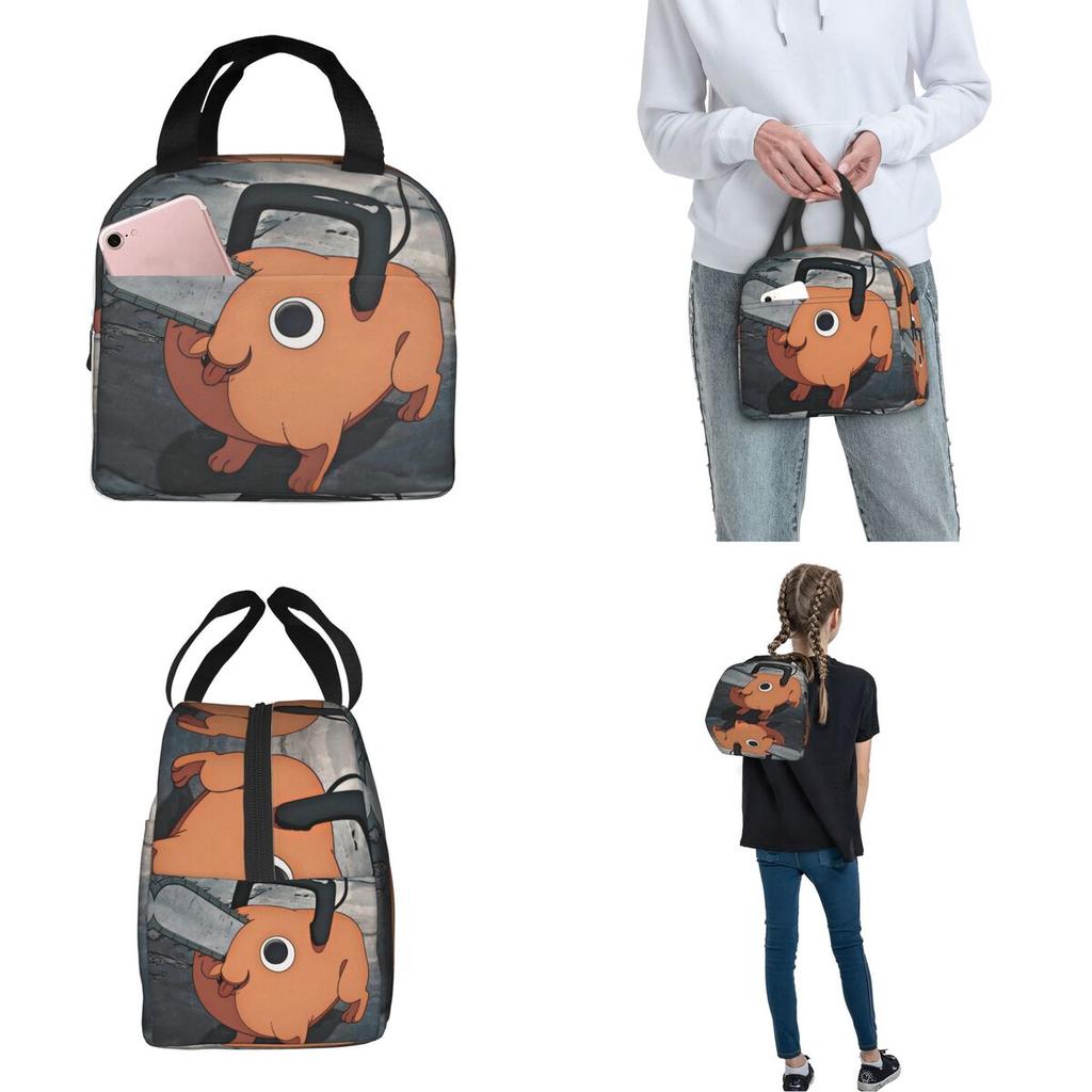 Kawaii Pochitas Merch Insulated Lunch Bag For Picnic Storage Food Boxes Portable Cooler Thermal Lunch Boxes