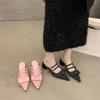 French temperament bag head half slippers outer wear 2025 summer new fairy style bow high heel single shoes women's shoes