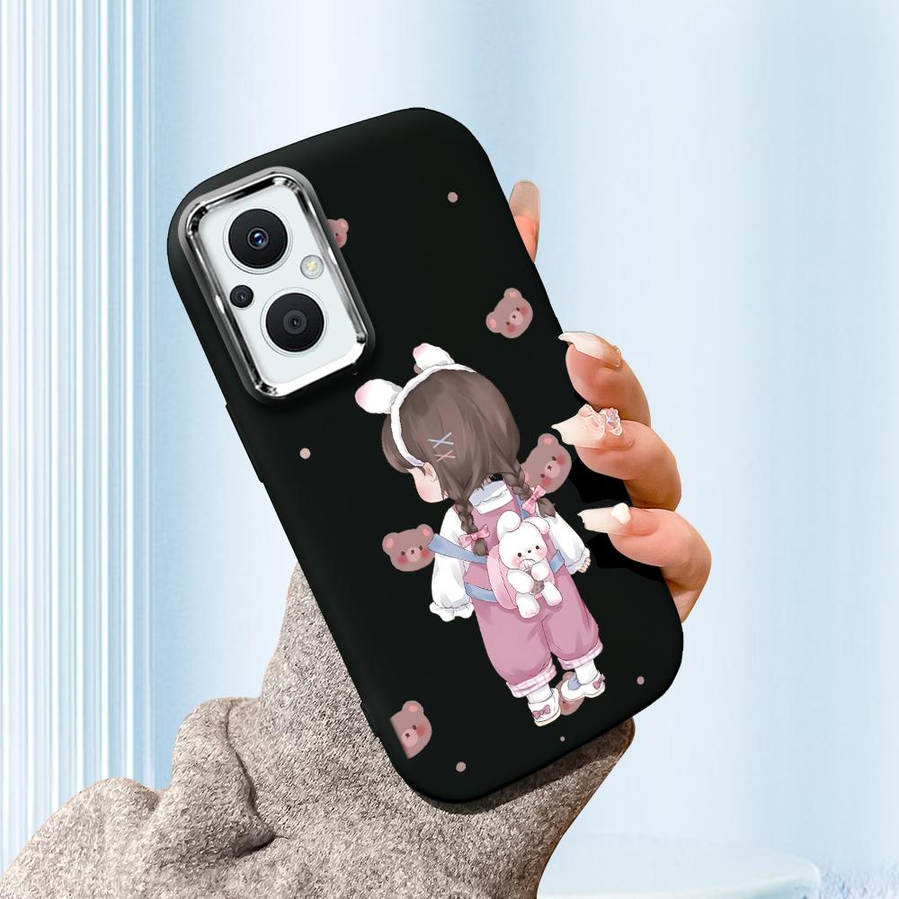 For Vivo V23 V25 V27 V29 V30 Y27S Y28 Y33S Y36 Infinix Hot30I Hot40 Tecno Spark20 Cartoon Black Cat Silver Edge Soft Liquid Silicone Protective Casing