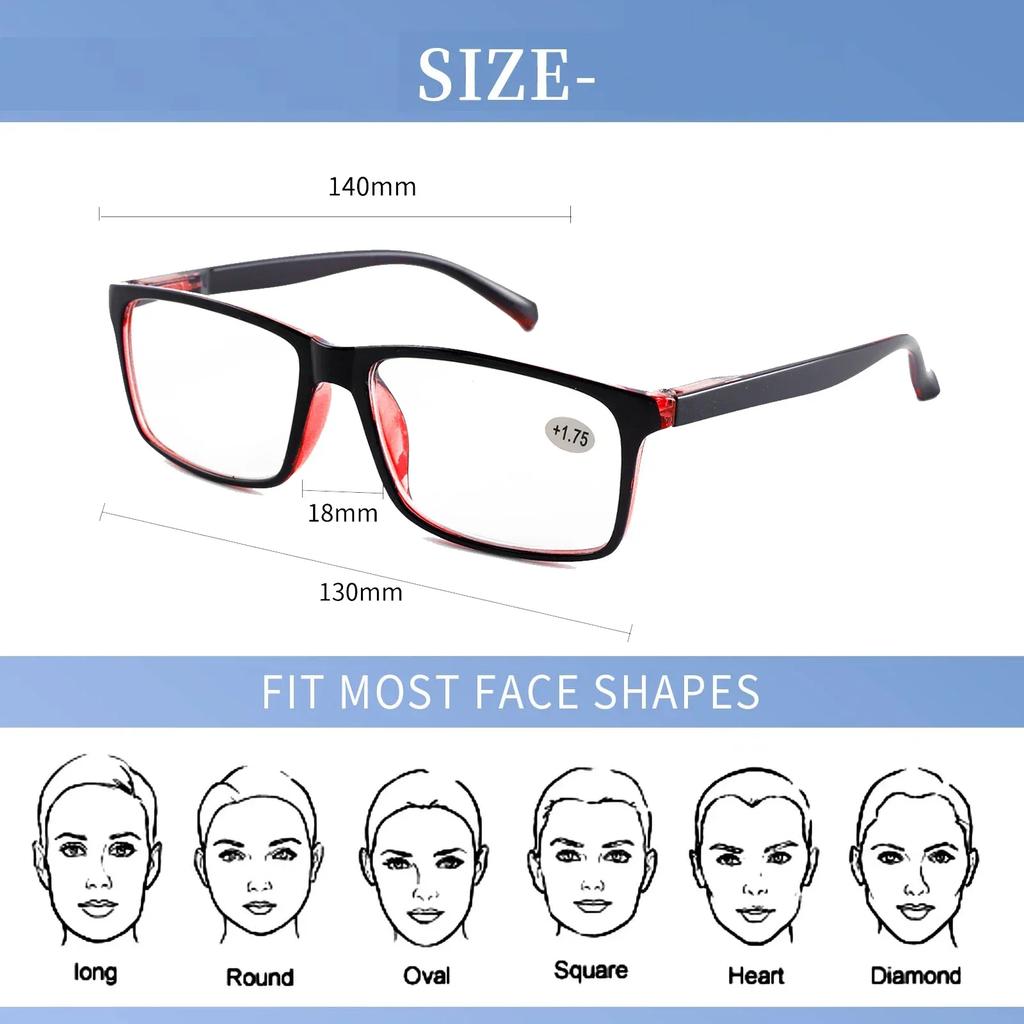 Tragbare Lesebrille Schwarz Dekorative Brillenfassung Brille Rechteck Anti-Augenbelastung Lesebrille Lesehilfen Ultra Mode