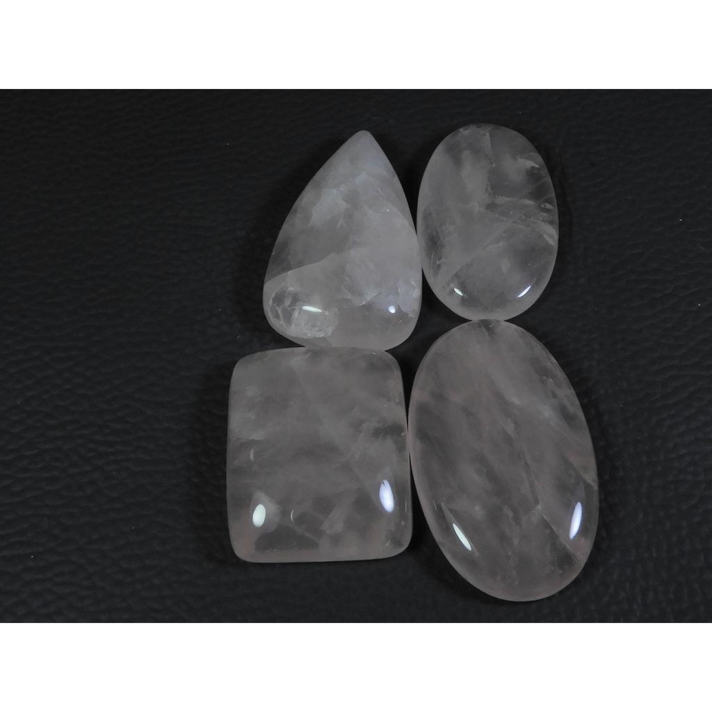 4Pcs Natural Baby Pink Rose Quartz Mix Cabochon Loose Gemstone Lot 286Cts. A-754