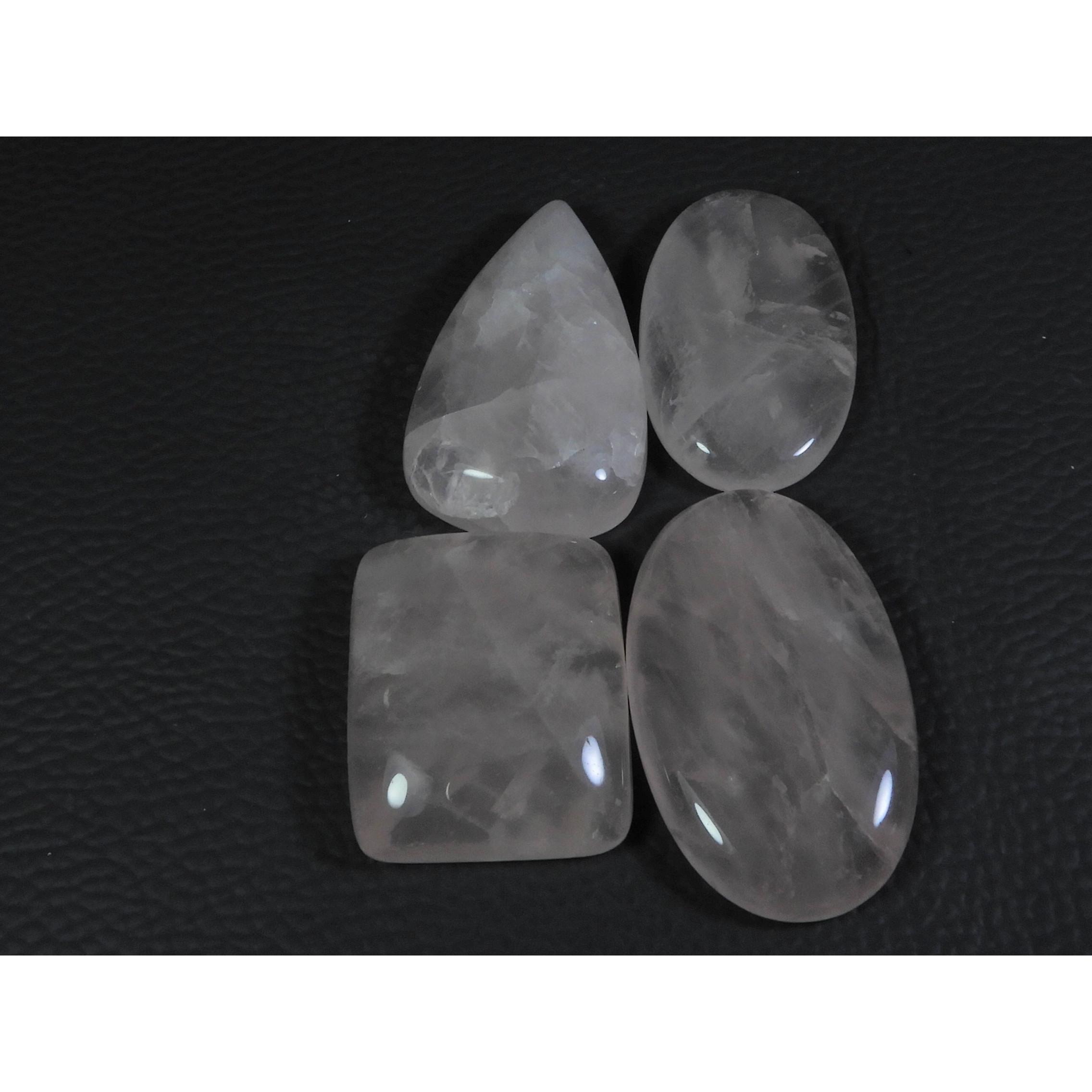 

4Pcs Natural Baby Pink Rose Quartz Mix Cabochon Loose Gemstone Lot 286Cts. A-754