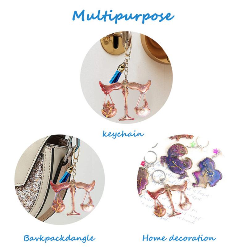 Silikonformen 12 Konstellation Englischer Buchstabe Wiederverwendbare Form für DIY Schlüsselanhänger Halskette Schmuck