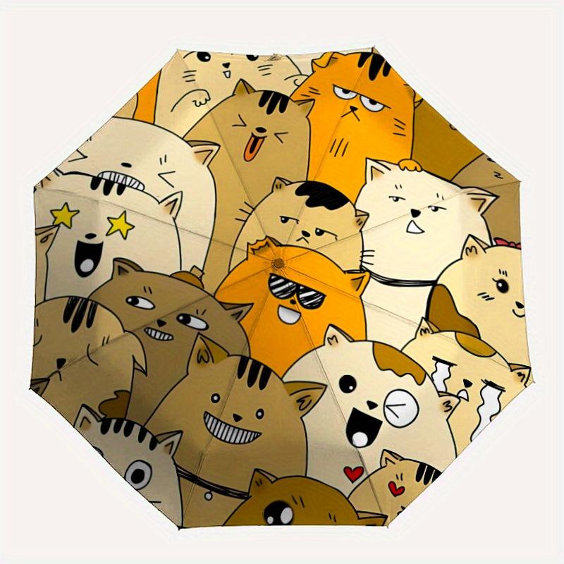 

1pc Cartoon Cats Automatic Opening/closing Umbrella with Auto Open/Close, Perfect Gift for Friends, Durable Plastic Handle yy250801190