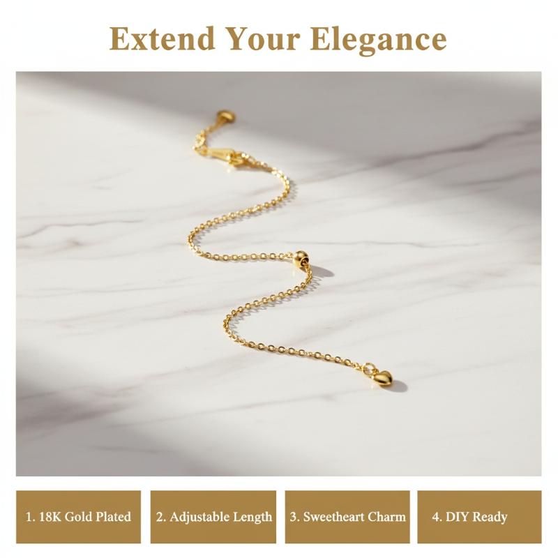 Metal Adjustable Extension Chains 1Pcs for DIY Bracelet Necklace Connectors Extend Your Jewelry Length Ideal for Handmade Gifts