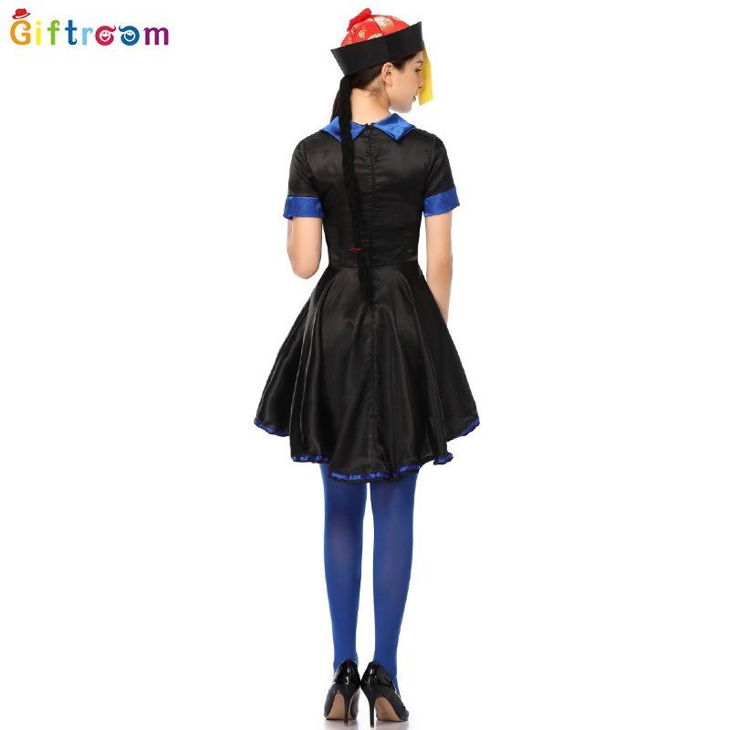 Western Carnival Party Costume Adult Witch Qing Dynasty Official Uniform Skirt Female Zombie Dress Party Show Dress