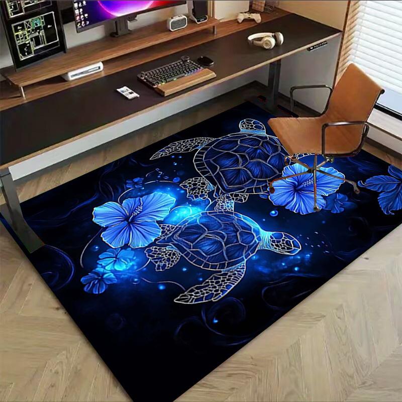 1 Stück Schildkröten Blumen Anti-Rutsch-Teppich, geeignet für Büro, Schlafzimmer und Spielzimmer. Kann auch als Sofafußstützenbezug verwendet werden-W84