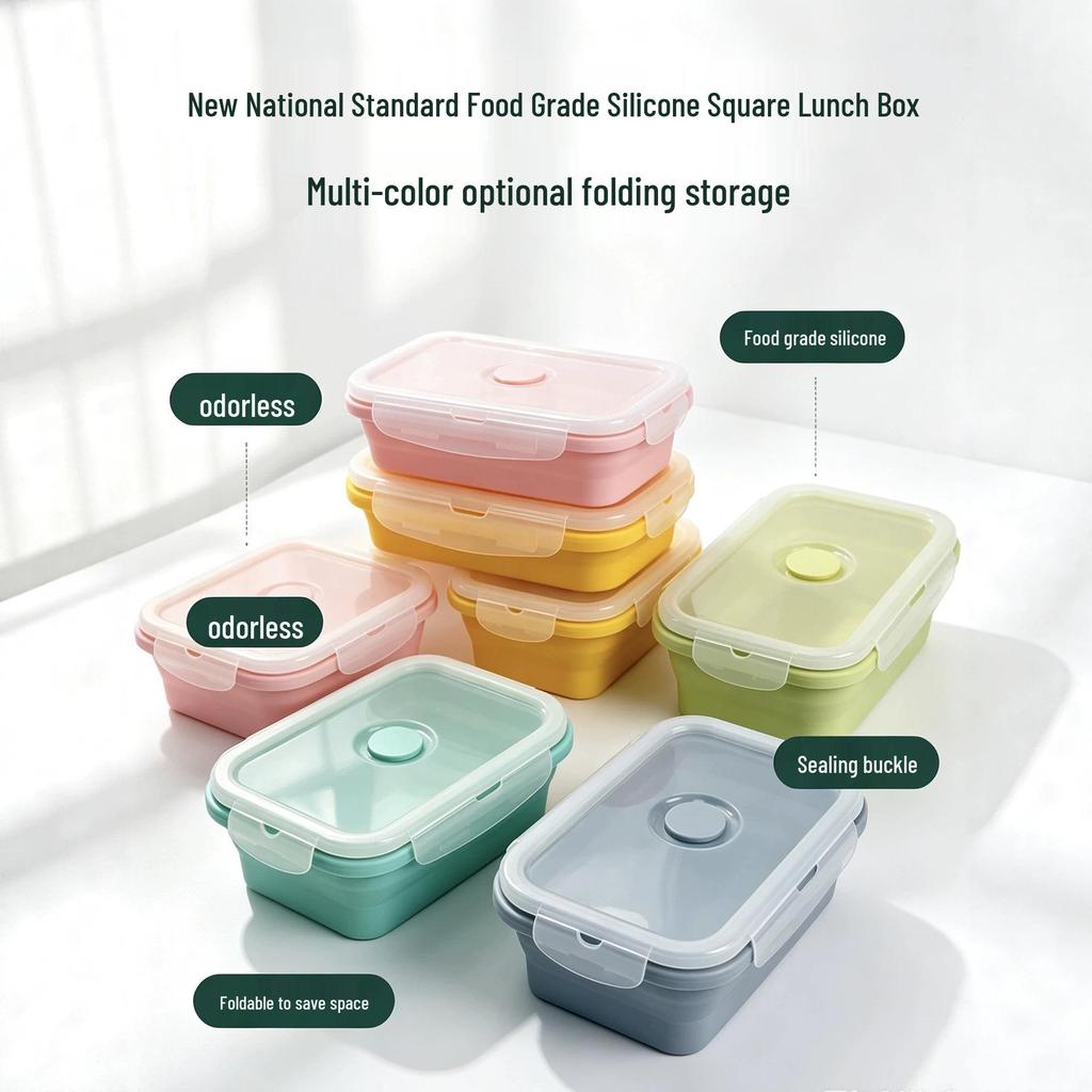 Foldable Outdoor Silicone Cooler Lunch Box - Heat Resistant, Food Grade, Sealed for Freshness