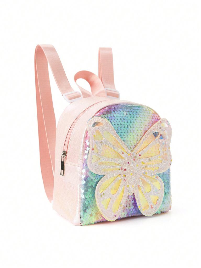 Schmetterlingsrucksack für Kinder mit wasserdichtem PU und Glitzerelementen für Schule und Reisen