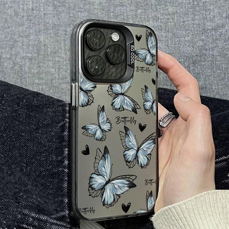 For Redmi Note 13 Pro Case For  Redmi Note 12 11 11S 10S 10 Pro Plus 13C IMD Butterfly & Letter Pattern Laser Phone Cover