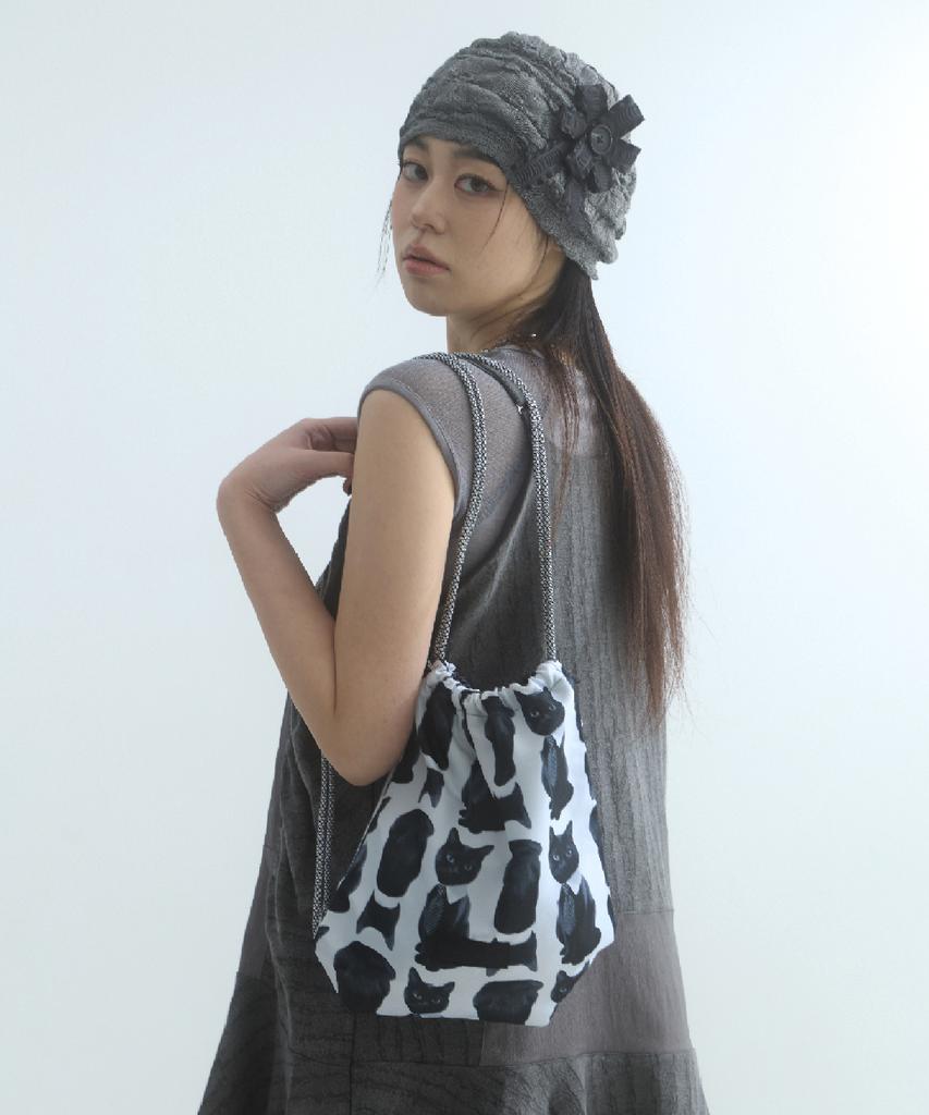 Moiremoa City Feline String Bag-Black